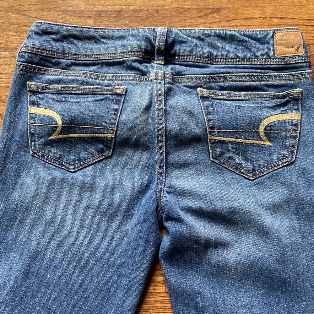 American Eagle Low Rise Slim Bootcut SZ 8 Long Stretch Dark Wash, 2010 Cool EUC - Picture 3 of 14